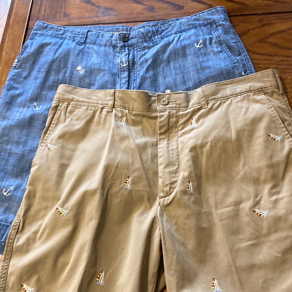 2 pair Cremieux nautical shorts 36 sailboat anchor skull Tribeca Madison